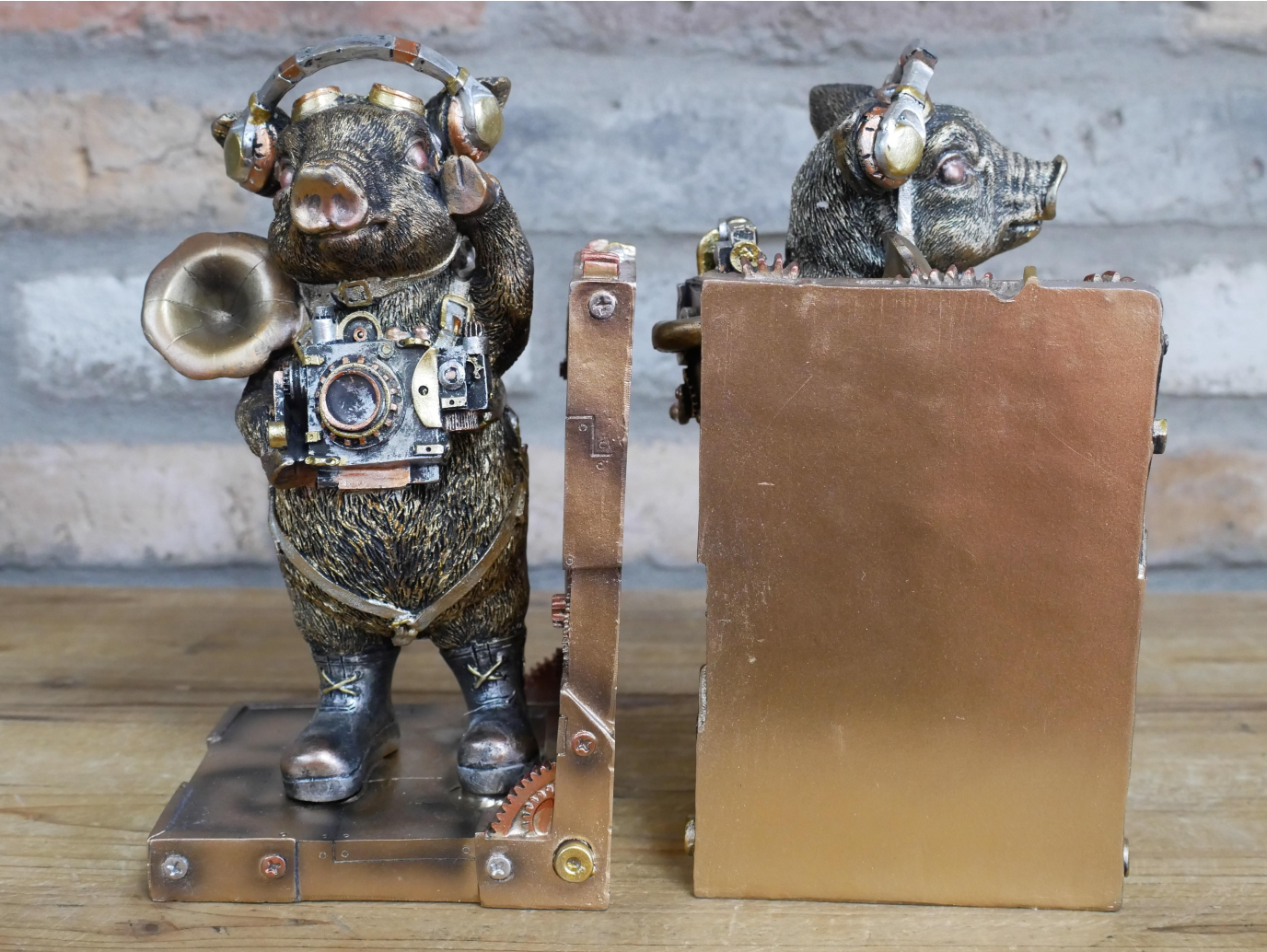 Steampunk Pig Bookends