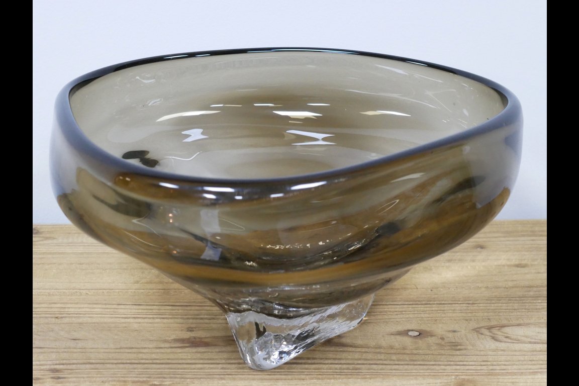 Large Grey Glass Bowl