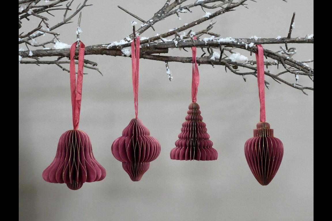 Set Of 4 Decorations (8cm) - Red