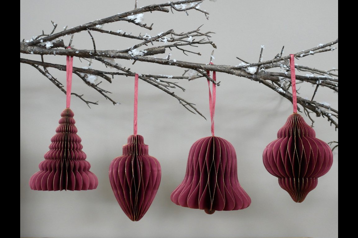 Set Of 4 Decorations (15cm) - Red