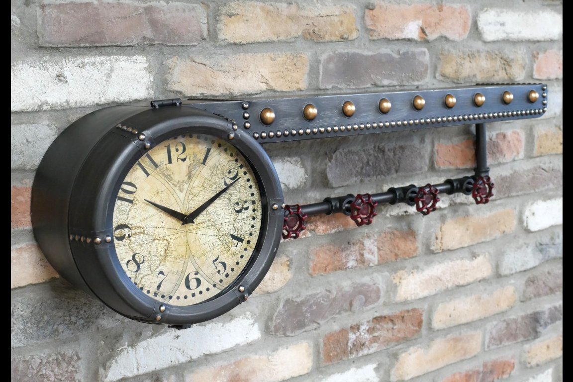 Shelf With Clock & Hooks