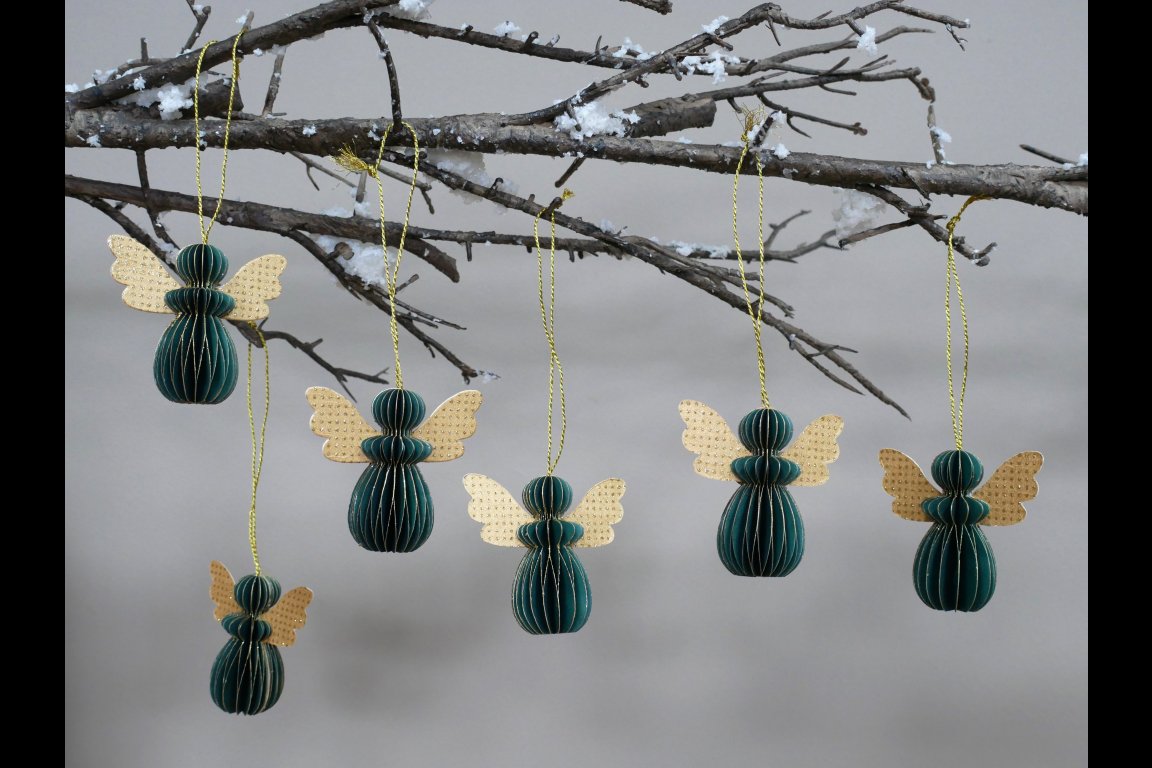 Set Of 6 Angels - Green
