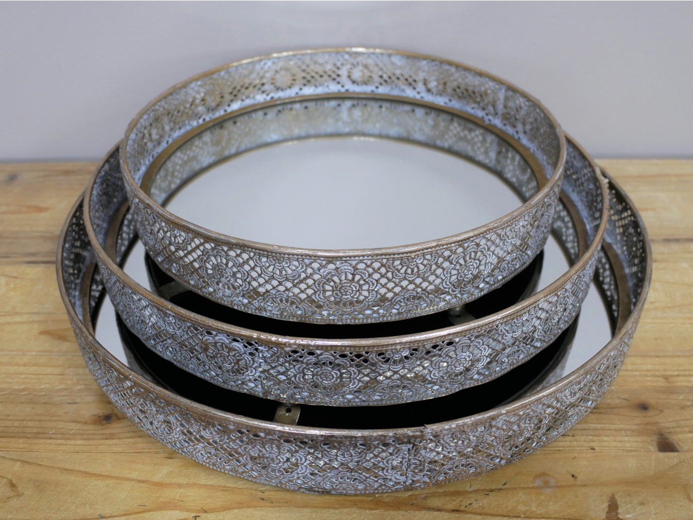 Set Of 3 Mirrored Trays