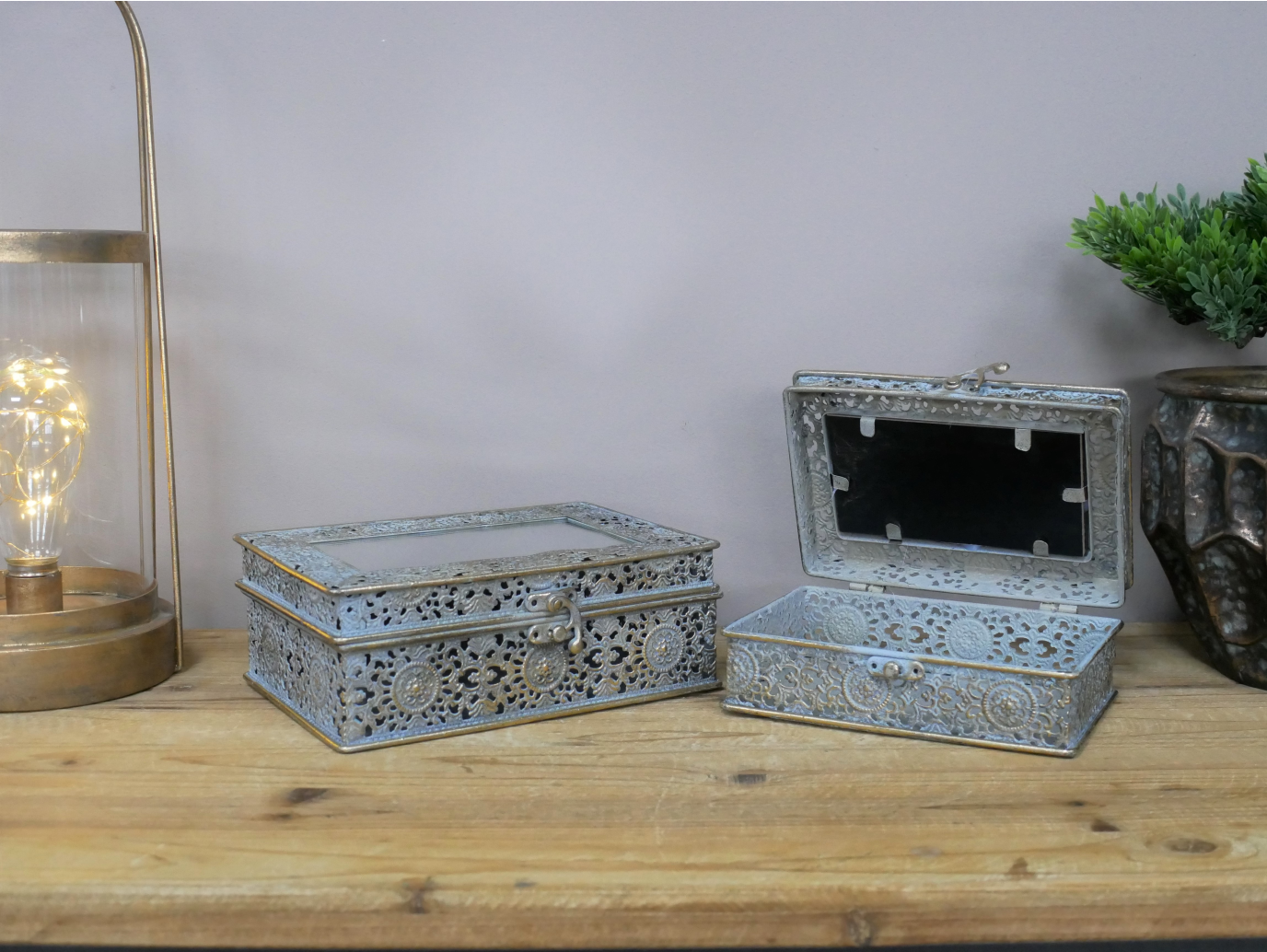 Set Of 2 Mirrored Boxes
