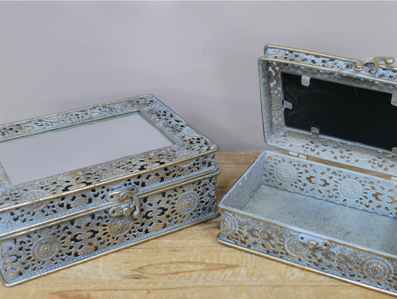 Set Of 2 Mirrored Boxes