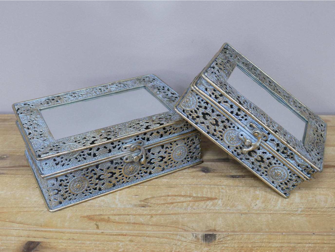 Set Of 2 Mirrored Boxes