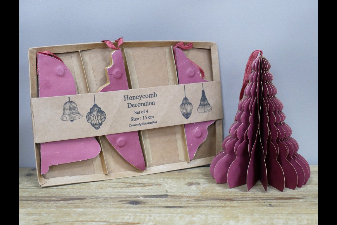 Set Of 4 Decorations (15cm) - Red