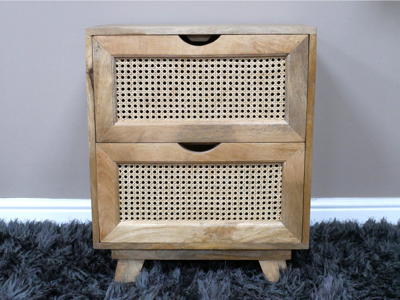 2 Drawer Rattan Bedside