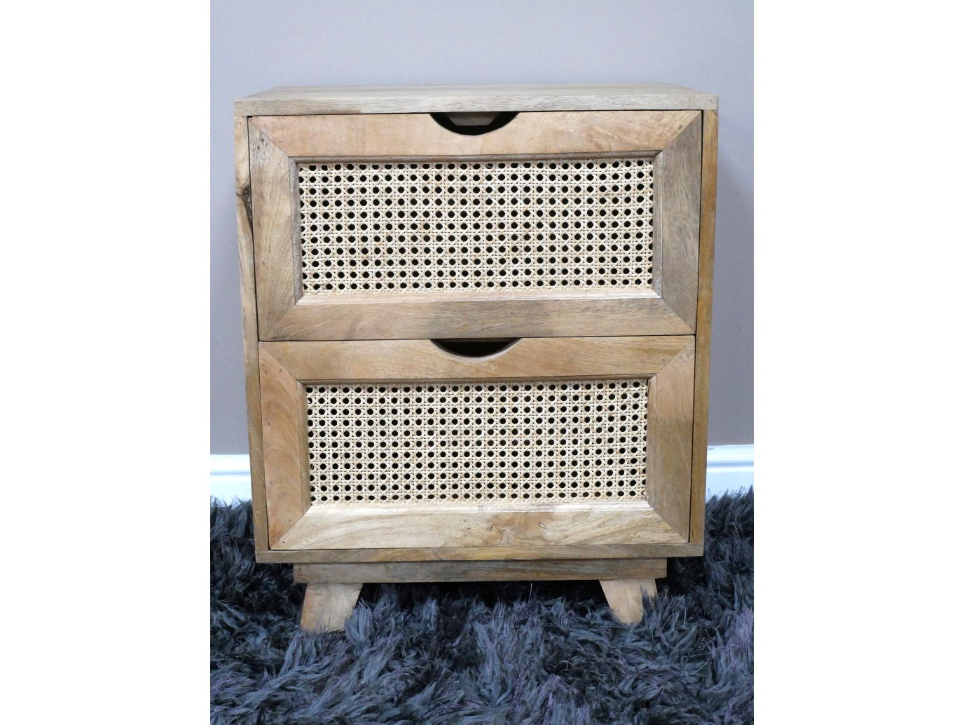 2 Drawer Rattan Bedside