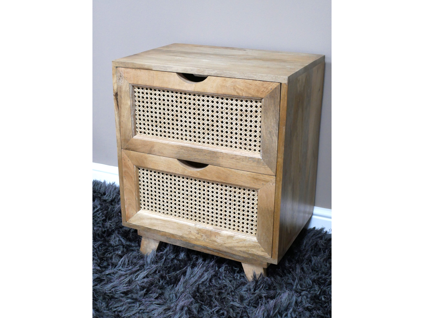 2 Drawer Rattan Bedside