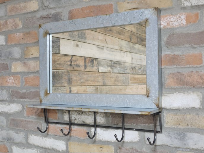 Industrial Mirror With Hooks