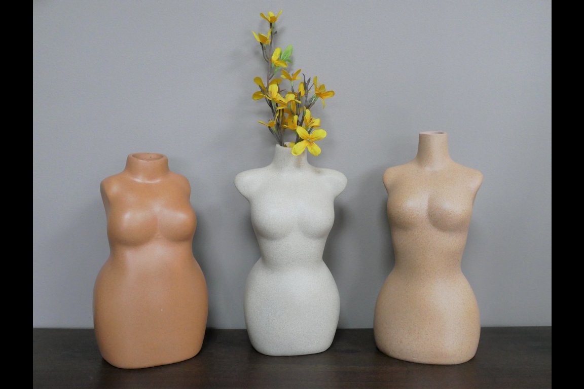 Set Of 3 Body Vases