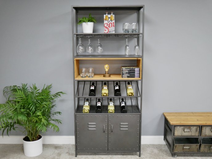 Retro Industrial Wine Cabinet