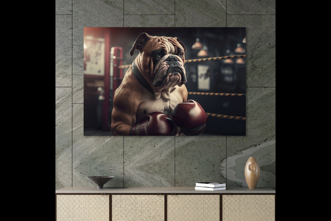 Boxing Bulldog Wall Art