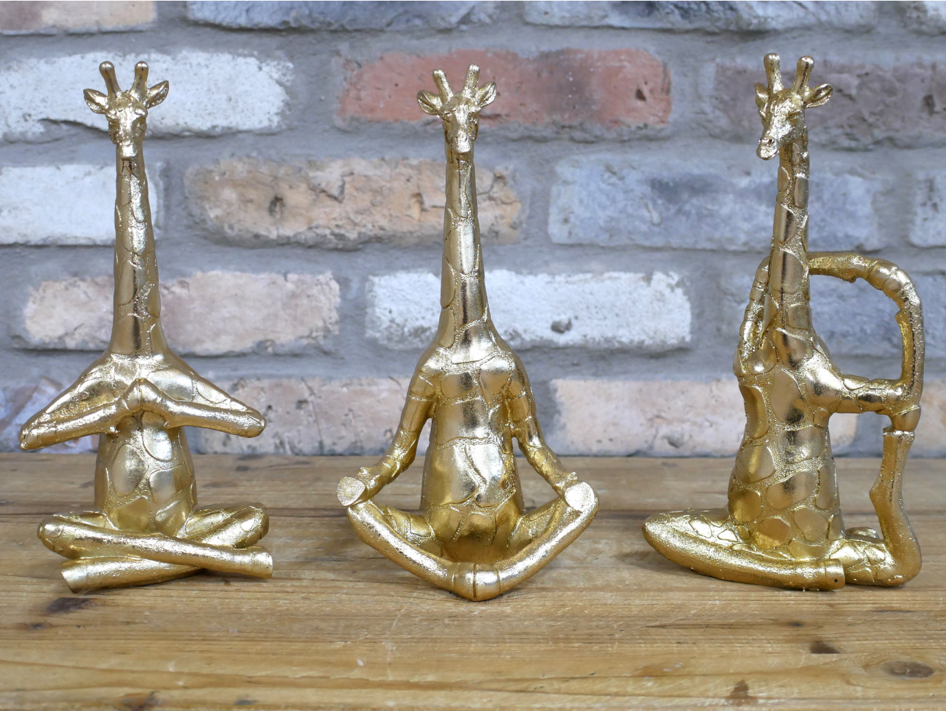 Set Of 3 Yoga Giraffes