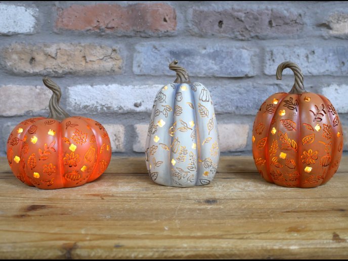 Set Of 3 Light Up Pumpkins