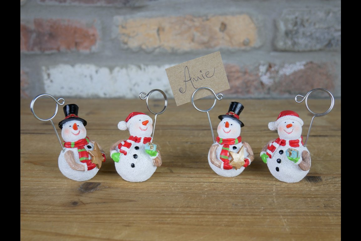 Set Of 4 Snowman Name Card Holders