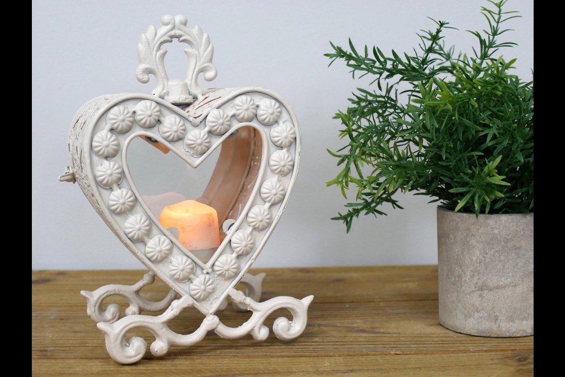 Small Heart Lantern - Cream