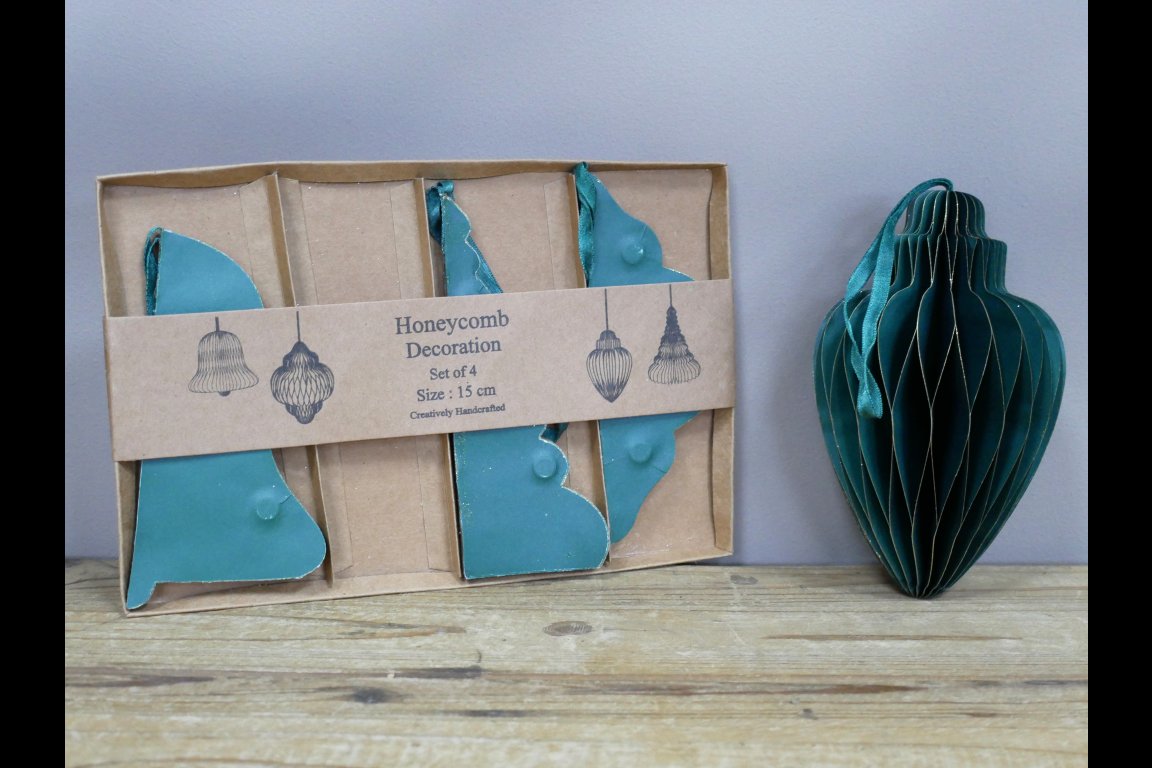 Set of 4 Decorations (15cm) - Green