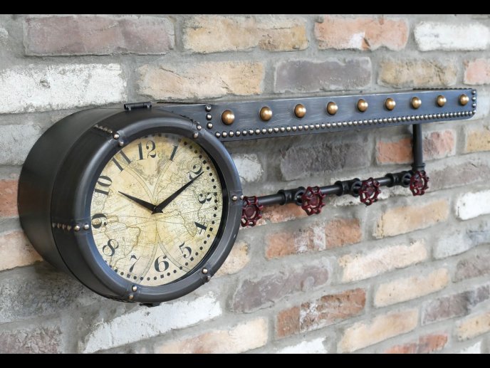 Shelf With Clock & Hooks