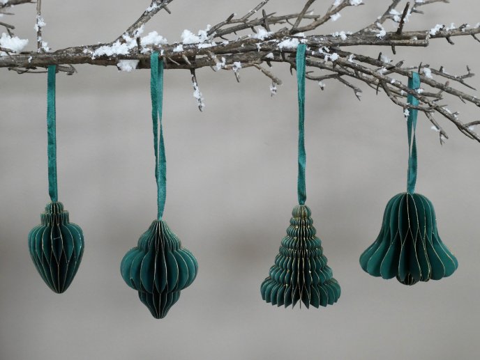 Set Of 4 Decorations (8cm) - Green