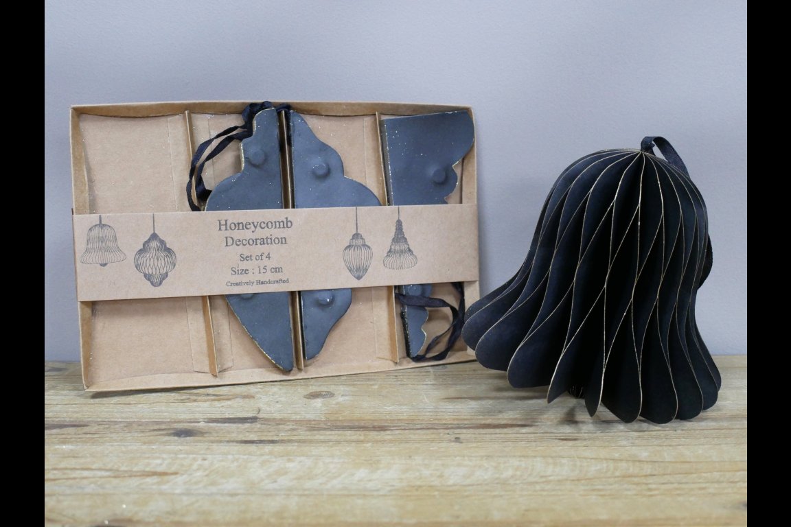Set Of 4 Decorations (15cm) - Black