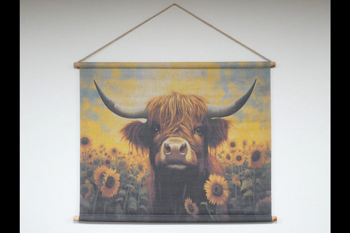 Canvas Wall Art - Cow In Sunflowers