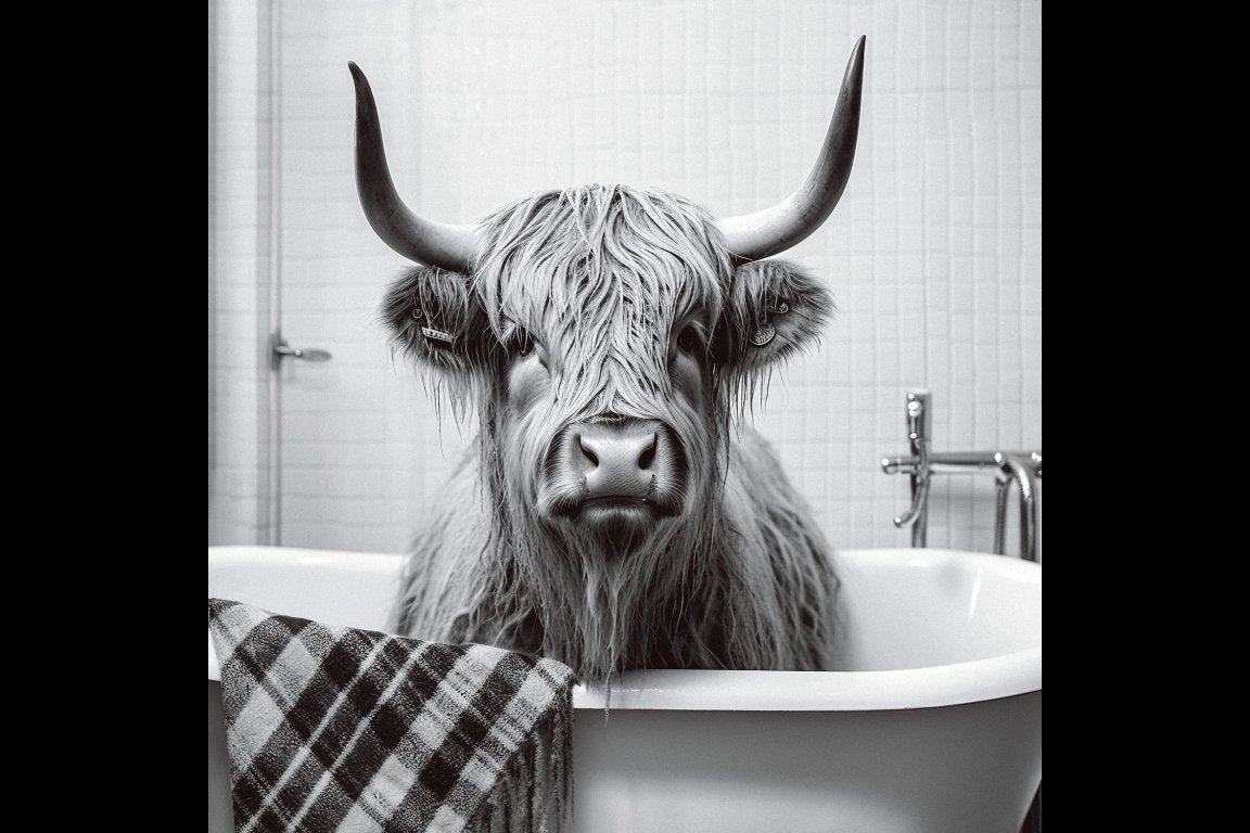 Cow In Bath Wall Art - Mini