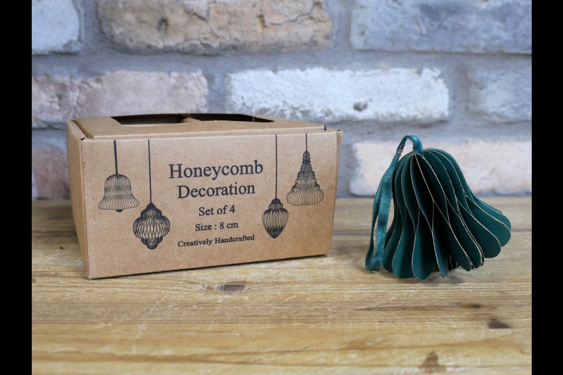 Set Of 4 Decorations (8cm) - Green