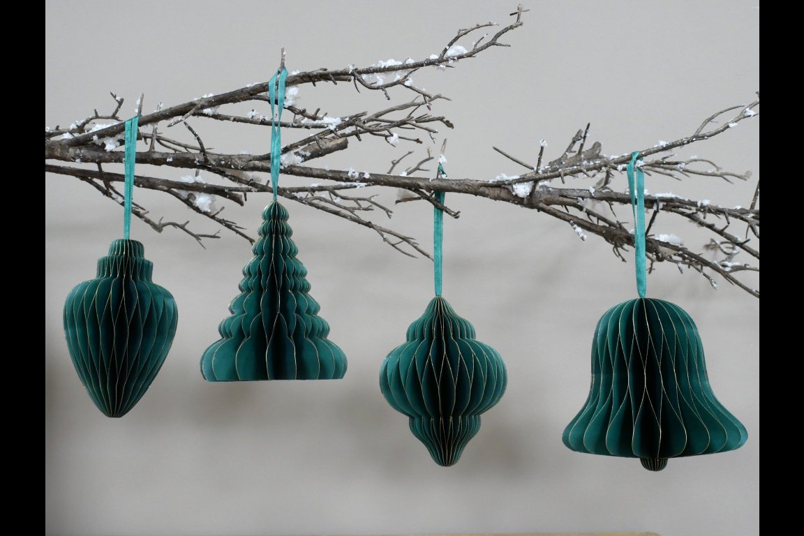 Set of 4 Decorations (15cm) - Green