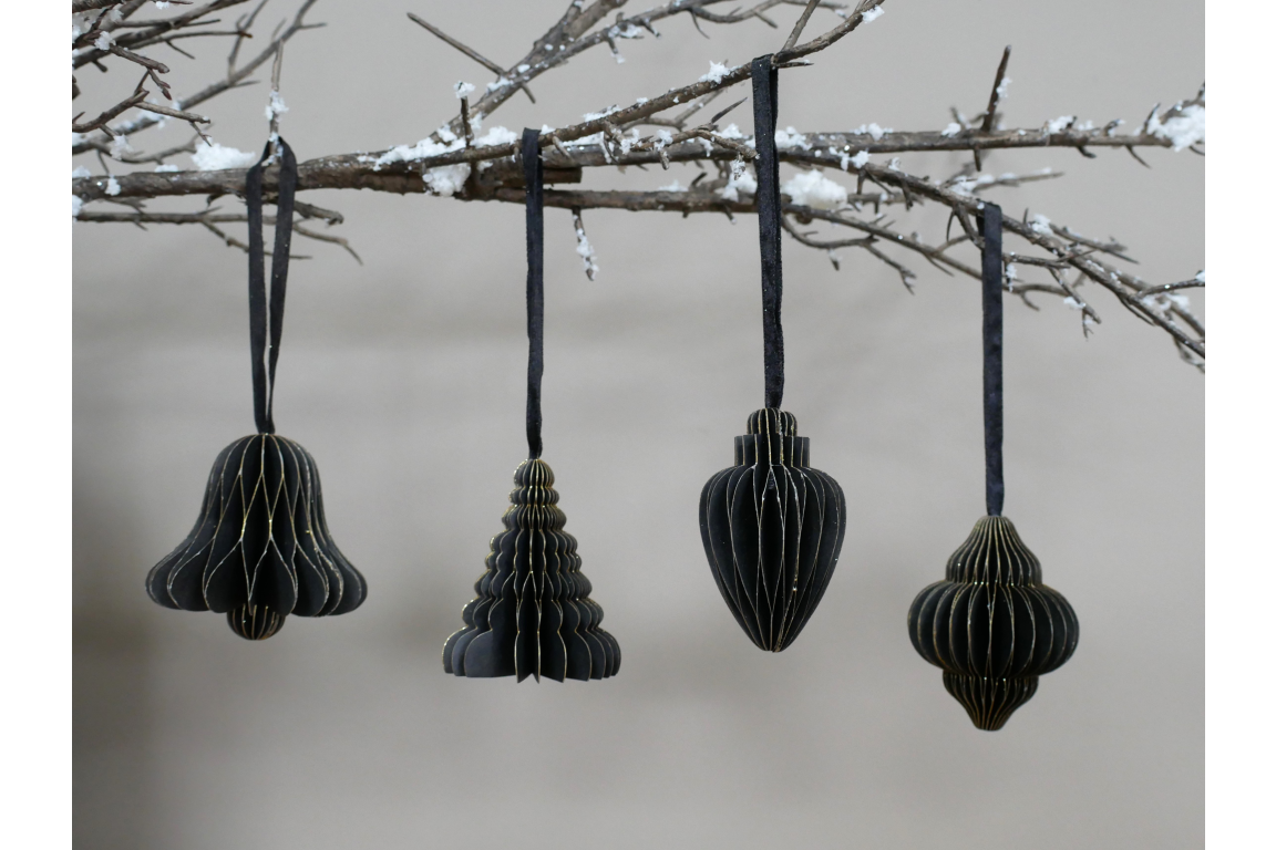 Set Of 4 Decorations (8cm) - Black