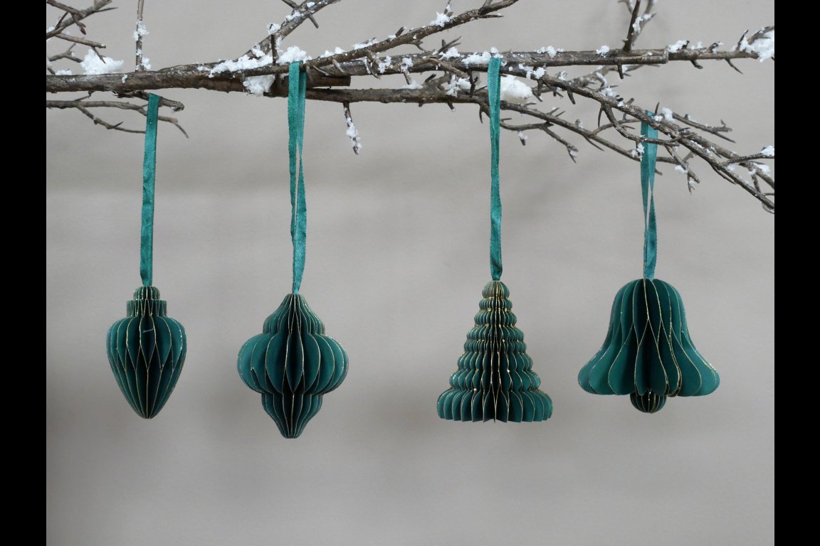Set Of 4 Decorations (8cm) - Green
