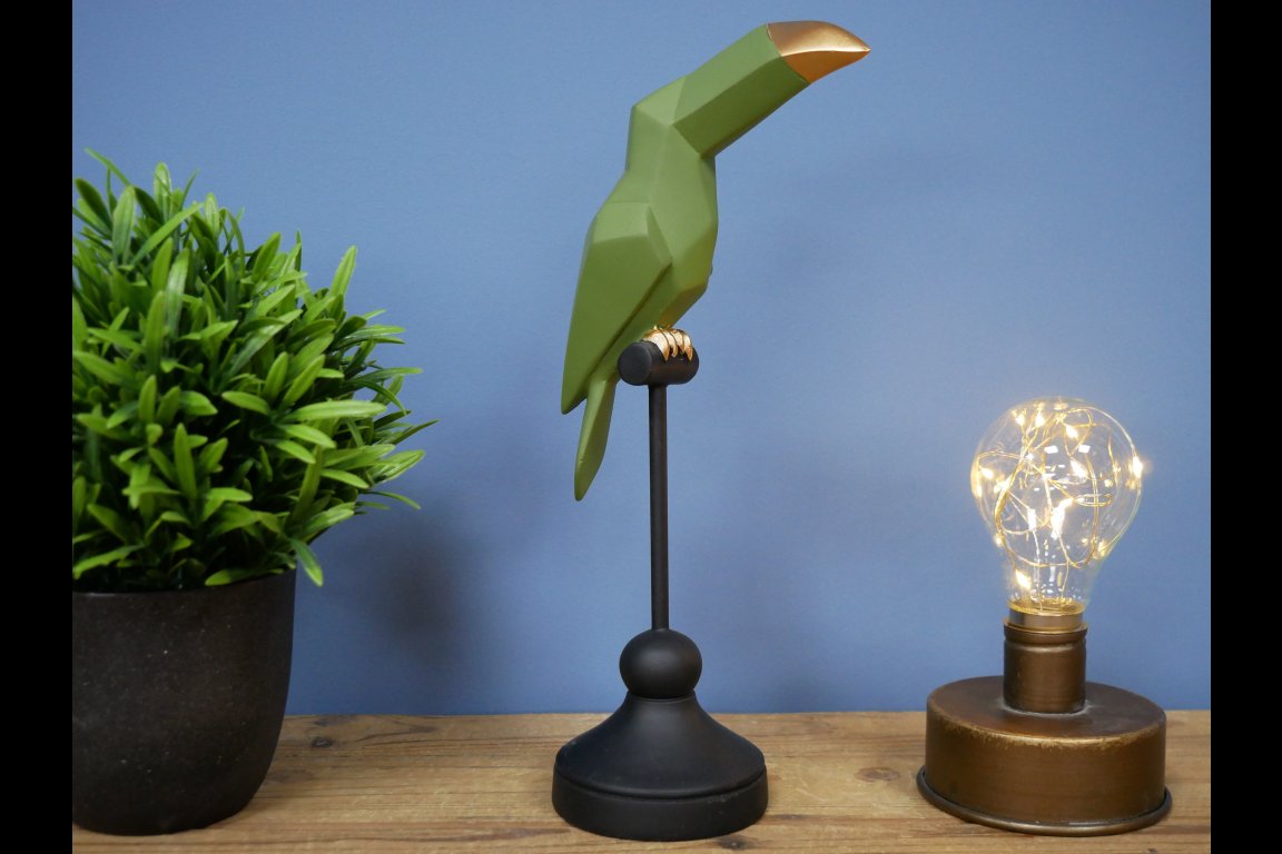 Green Bird On Stand