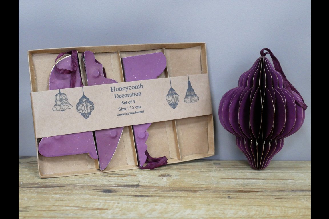 Set Of 4 Decorations (15cm) - Purple