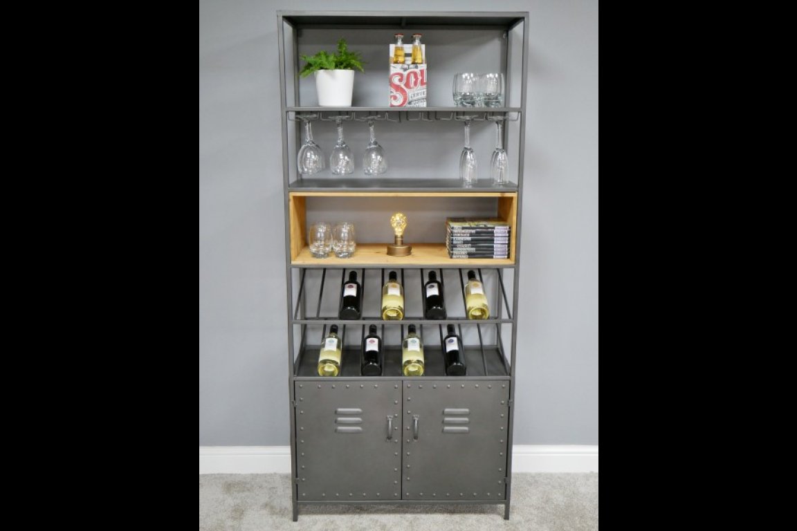 Retro Industrial Wine Cabinet