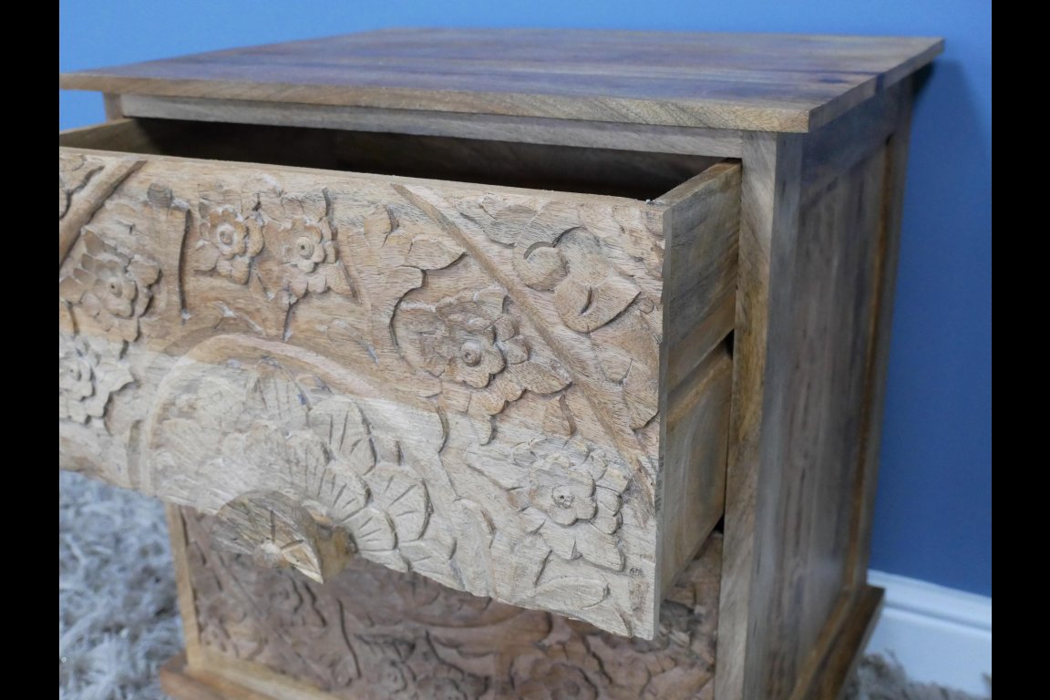 Carved Bedside Cabinet