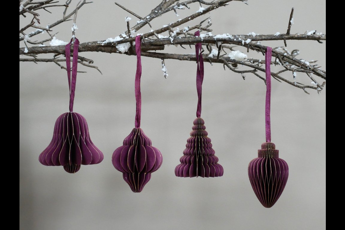 Set of 4 Decorations (8cm) - Purple