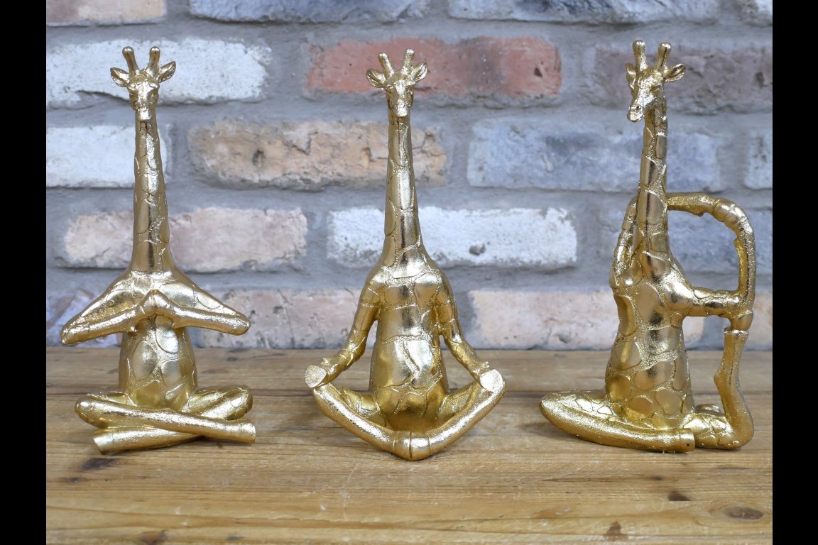 Set Of 3 Yoga Giraffes