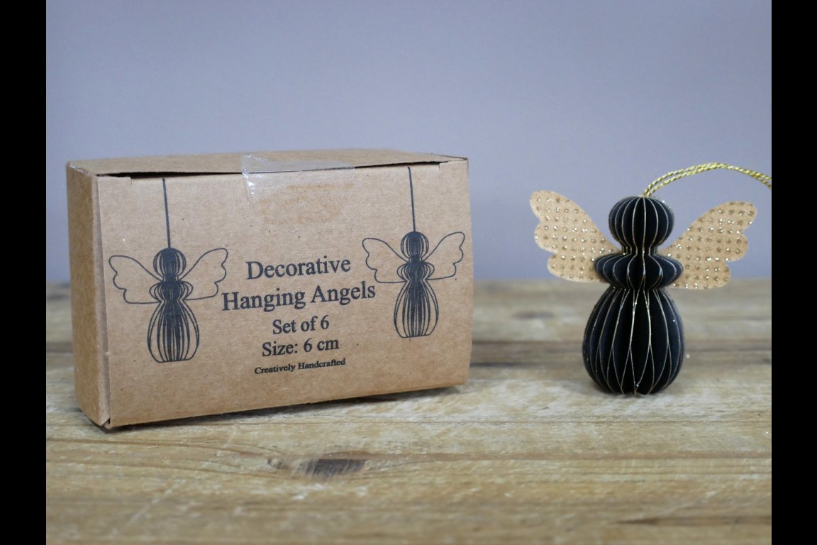 Set Of 6 Angels - Black