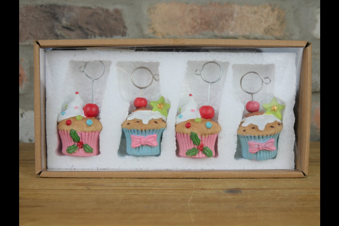 Set Of 4 Cupcake Name Card Holder