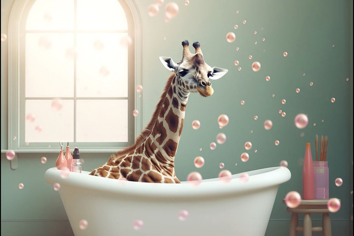 Bath time Giraffe Wall Art