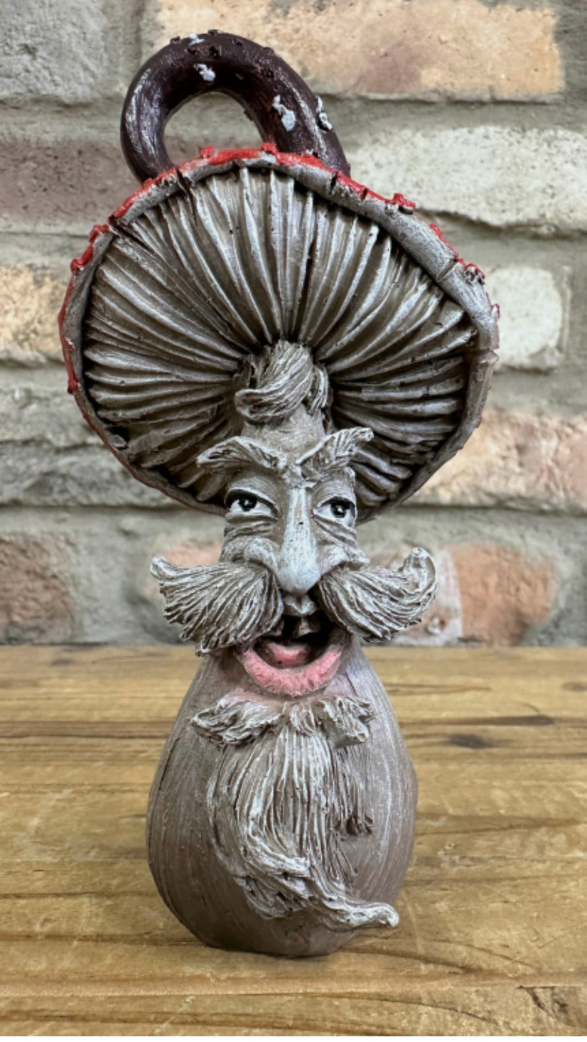 SET OF 4 COMICAL MUSHROOM FACE PEOPLE COLOURFUL TOADSTOOLS OUTDOOR NEW & BOXED