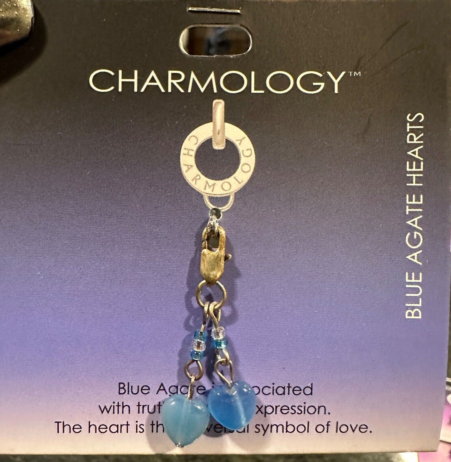 BLUE LACE AGATE HEARTS STONES CHARMOLOGY JEWELLERY PENDANTS OR CHARMS