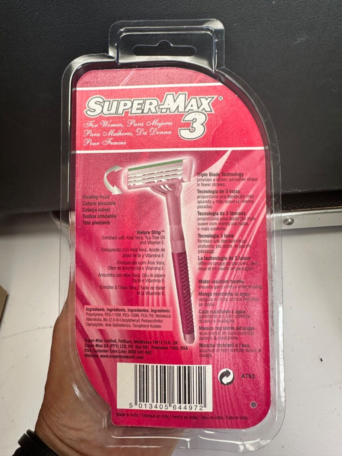 SUPERMAX 3 PACK OF 6 RAZORS FOR WOMEN IN PINK TRIPLE BLADE TECHNOLOGY