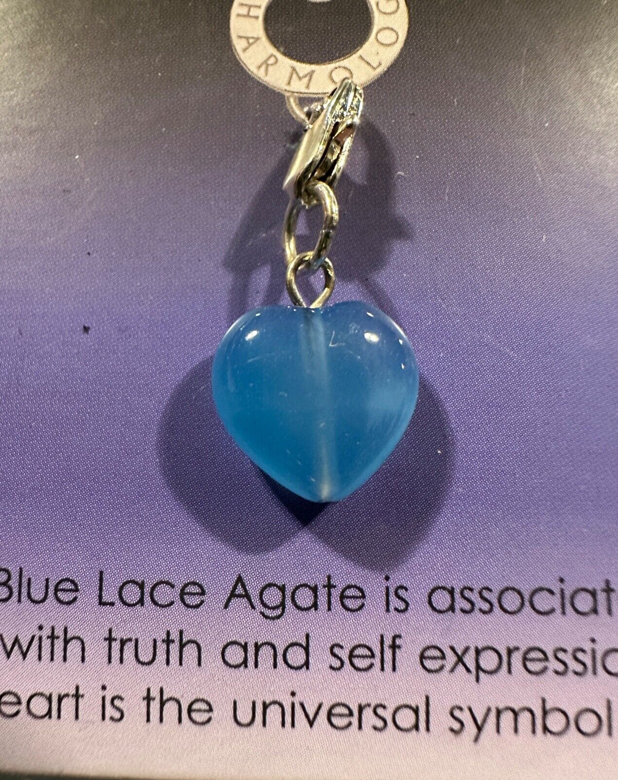 BLUE LACE AGATE HEART STONE CHARMOLOGY JEWELLERY PENDANTS OR CHARMS