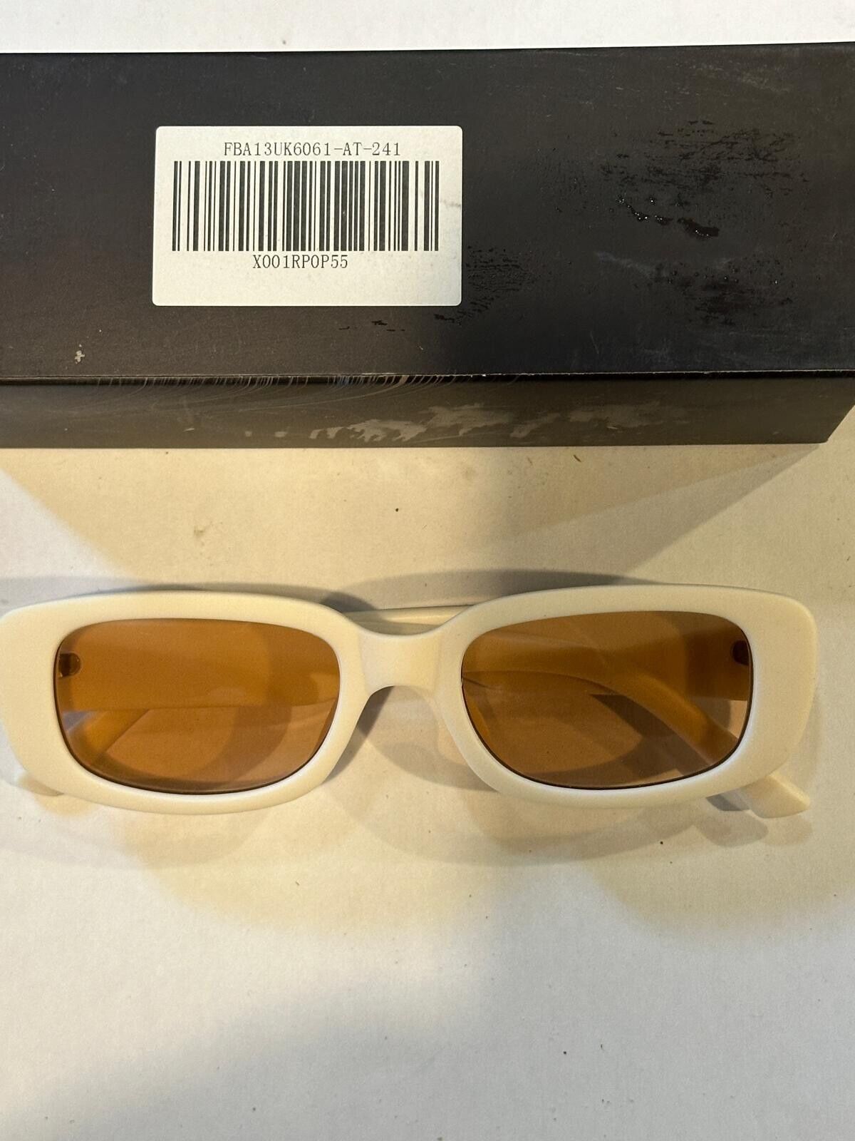 SOKACH IN ITALY ANTI GLARE GLASSES RECTANGLE WHITE FRAME & BROWN LENSE NEW