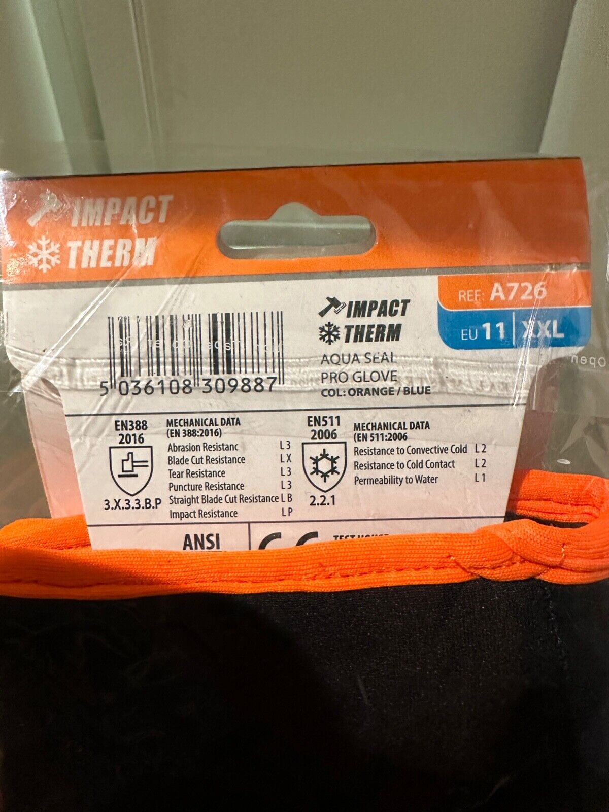 GLOVES PORTWEST A726 IMPACT THERM MECHANICS WORK SAFETY ORANGE HI VIZ EU 11 XXL