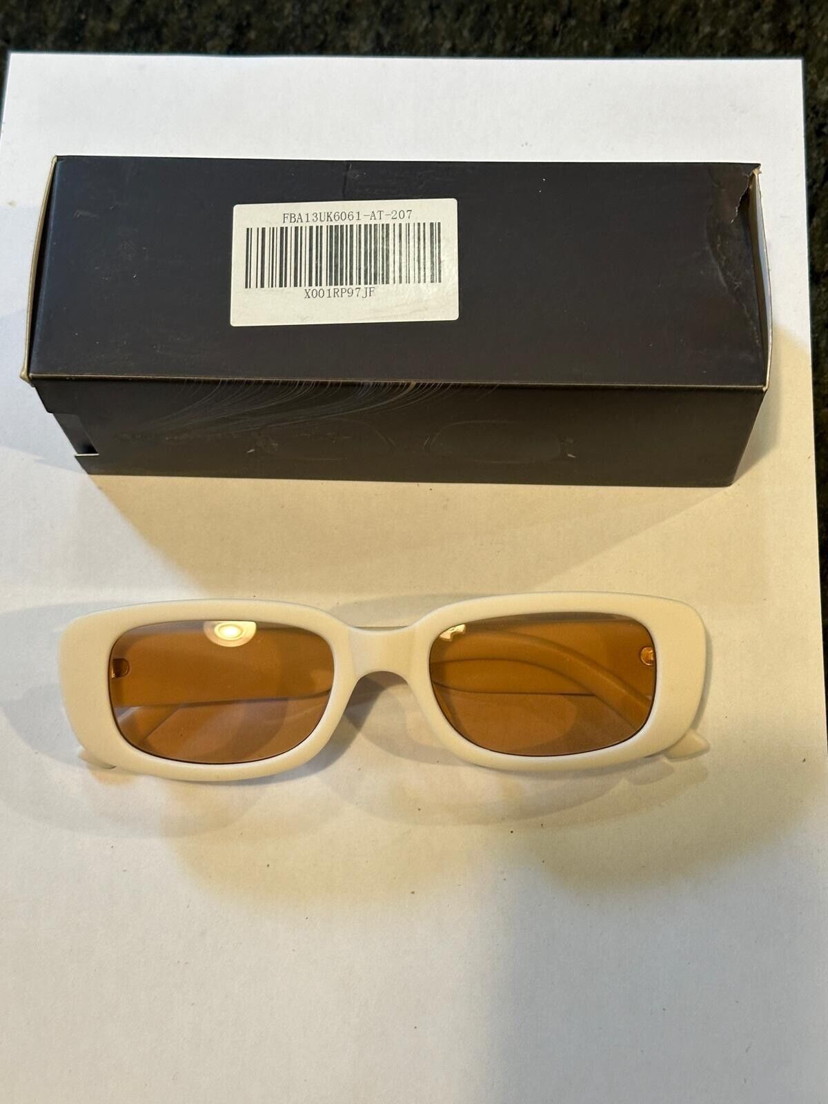SOKACH IN ITALY ANTI GLARE GLASSES RECTANGLE WHITE FRAME & BROWN LENSE NEW