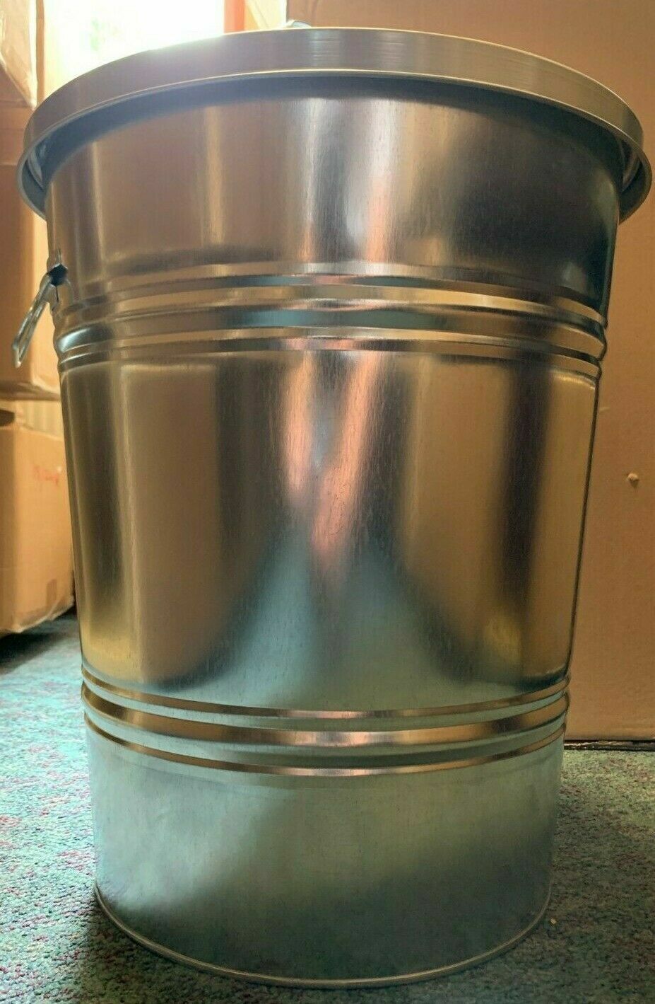 FUNKY JUNK YARD STEEL BIN WITH LID, 380 X 460 X 300MM, SILVER