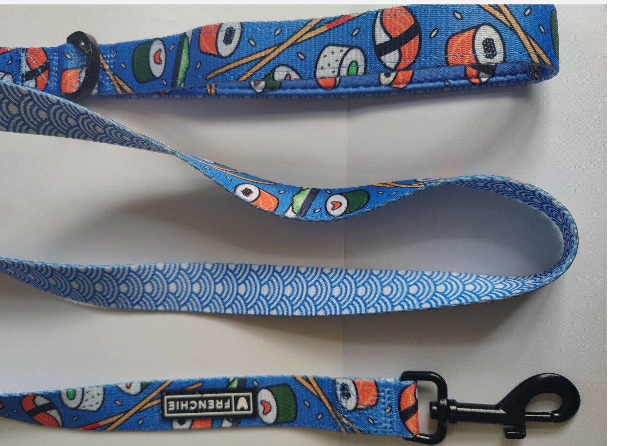FRENCHIE DOG WALKING LEAD LEASH SUSHI PATTERN BLUE 1.4M LONG BRAND NEW